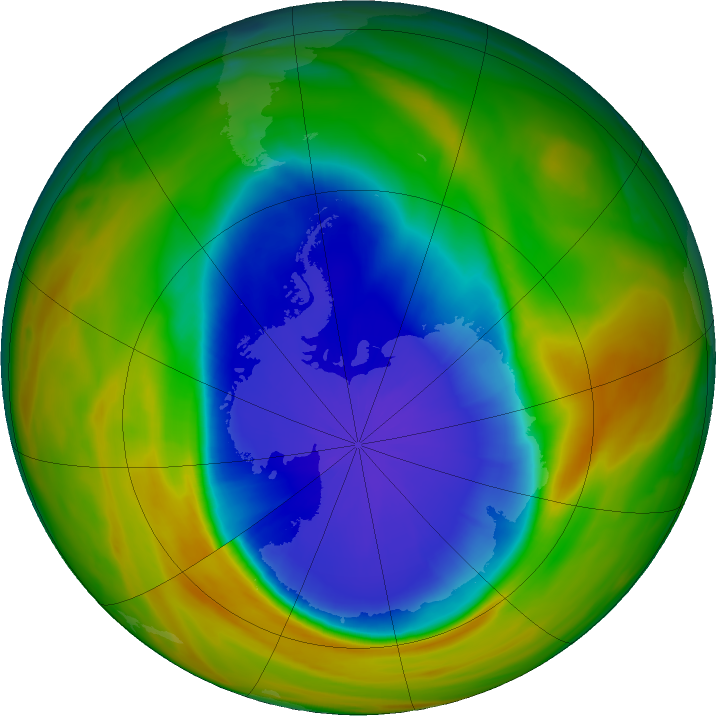 Antarctic ozone map for 26 September 2017